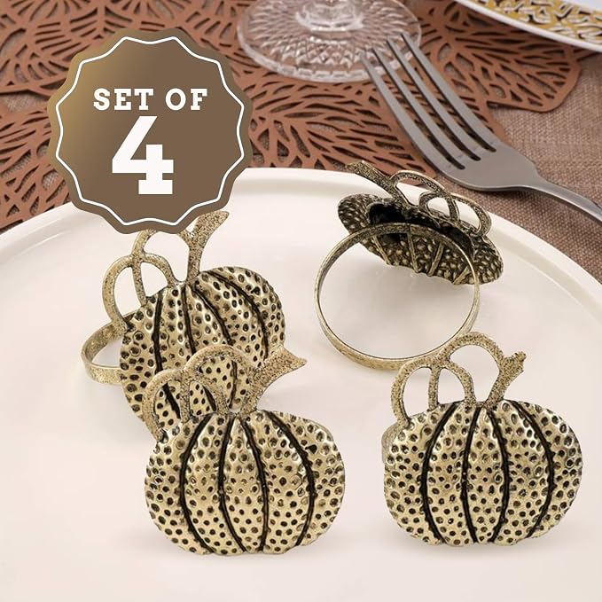 Pumpkin Napkin Rings Set of Four - Image 2