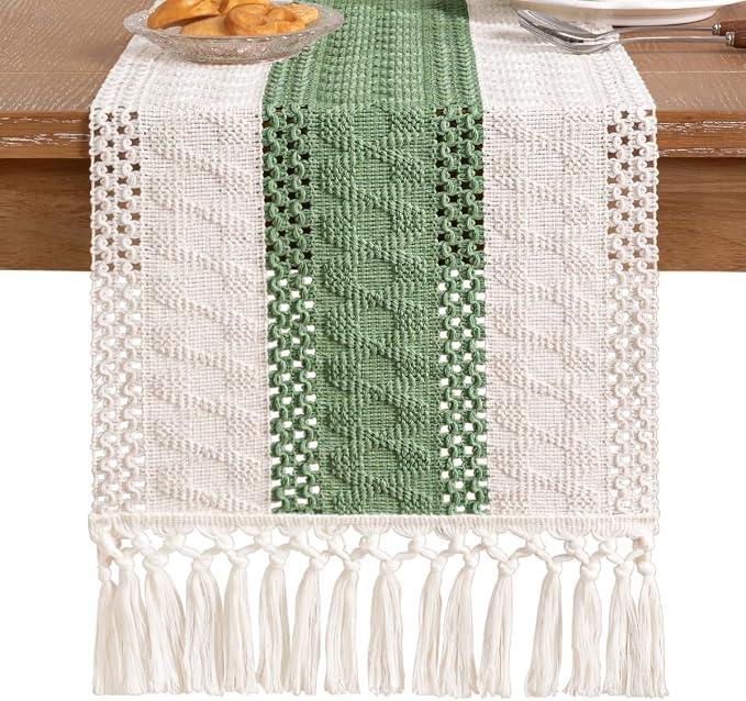 Boho Table Runner Summer Farmhouse Rustic Dining Dresser Scarf Home Decor | - Image 5