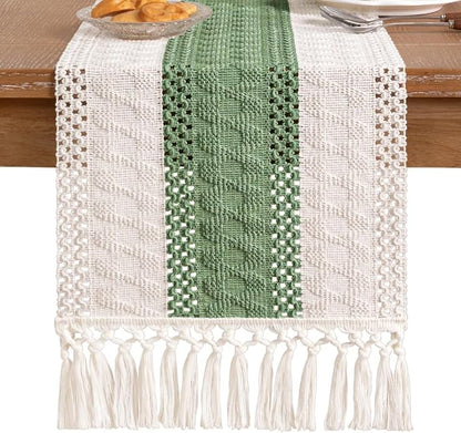 Boho Table Runner Summer Farmhouse Rustic Dining Dresser Scarf Home Decor | - Image 5