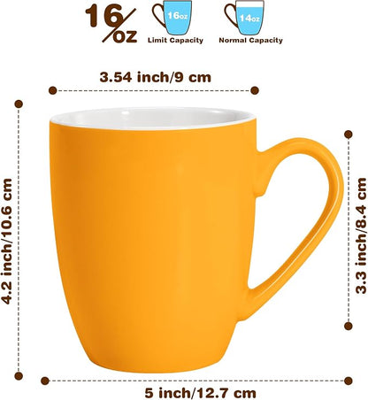 Urbanstrive 16 oz Large Coffee Mugs Set of 6 Ceramic Coffee Mug White Coffee - Image 2