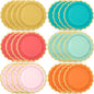 48 Pcs Colorful Coral Paper Plates 9 Inch Pastel Rainbow Scalloped Paper Plates Disposable Dinner Dessert for Birthday Wedding Bridal Party Supplies, 6 Colors