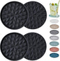 Silicone Coasters for Drinks[4 Pack]- Cup Mat for Tabletop Protection-Non-Slip, Non-Stick, Coffee Table Decor, Great Gift for Any Occasion, Black