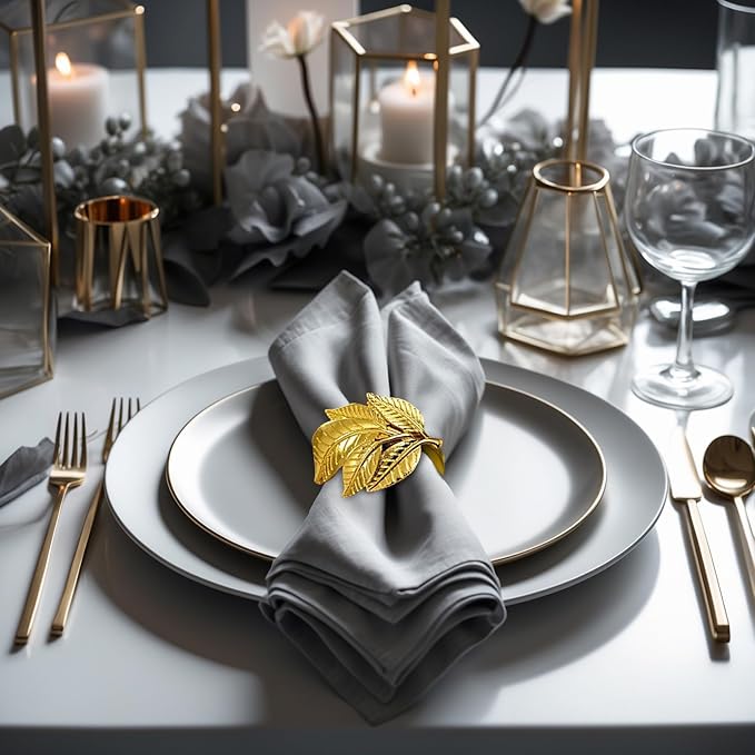 Decozen Set of 8 Gold Napkin Rings in Turtle Design Festive Table Decor Setting for Holiday Wedding, Birthday, Kitchen, Home Decor Housewarming Gift - Mothers Day Decorations
