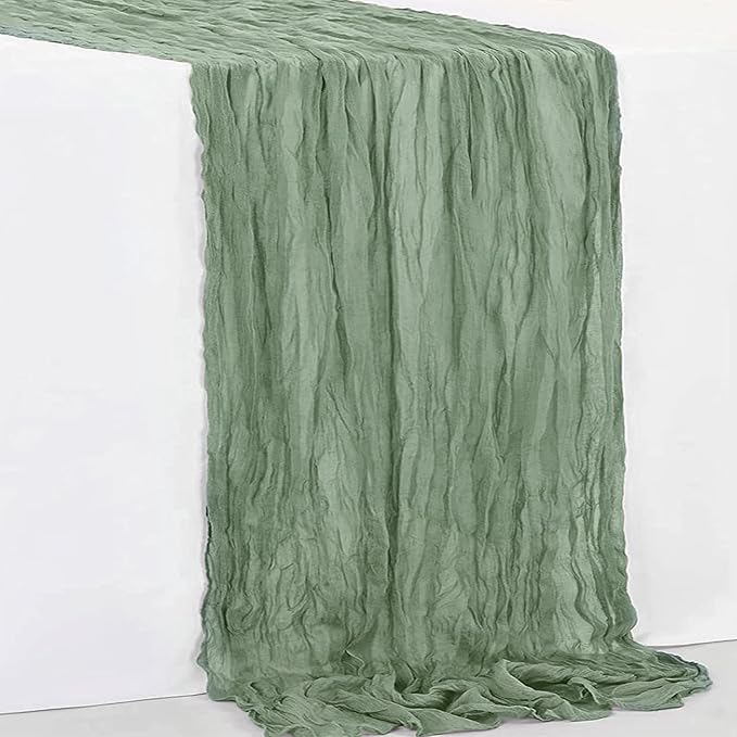 1 Pack Sage Green Cheesecloth Table Runner 35x120 Inch 10Ft Rustic Gauze Cheese - Image 7