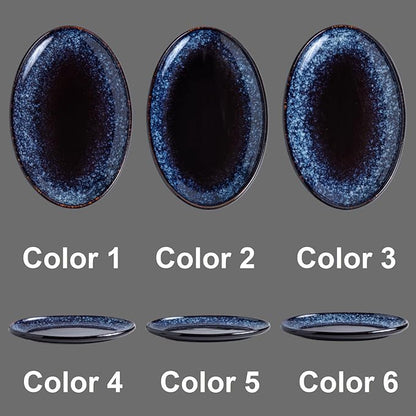 Ceramic Large Serving Platters- Set of 3 Oval Platters for Entertaining. Modern Kitchen Dishes for Dinner, Fruit, Salad, Turkey.Oven, Dishwasher Safe, 15.75"/13.75"/12",Speckled Bluish Purple
