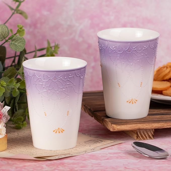 KAMMAK Ceramic Tea Cups Set of 2, 11.5 oz, Vintage Small Teacups, 720N | Hand - Image 5