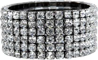 Ashford Napkin Ring, Sparkling Glass Rhinestones, for Cloth Napkins, Elegant Formal Dining Table Setting, Event, Wedding, Charcoal, 2", Set of 4