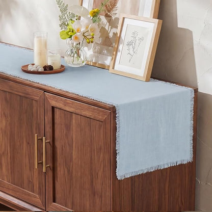 14 x 72 Inches Frayed Edge Table Runner, 270G Heavyweight Sand Washed Slub - Image 4