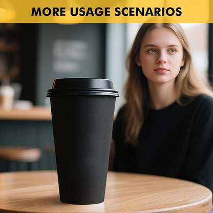 RACETOP 16 oz 100 Pack Black Disposable Coffee Cups - Image 8