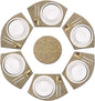 PIGCHCY Wedge Shaped Placemats Set of 6 with Centerpiece Round Mats Washable Kitchen Placemats Heat-Resistant Table Mats(Beige)