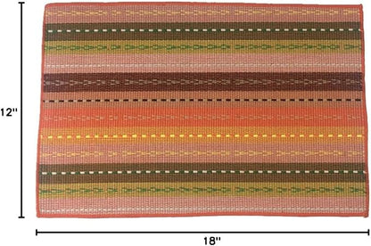 WAZAIGUR Hand Woven with 100% Cotton Placemats Colorful Placemats Braided Ribbed Durable Heat-Insulation Table Mats Set of 6,Orange