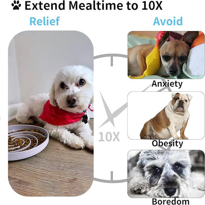 Bifeaw Slow Feeder Dog Bowls, Dishwasher Microwave Safe Silicone Puppy Puzzle - Image 3