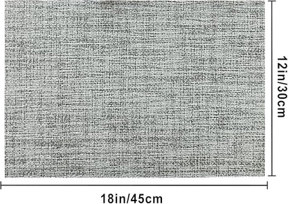 DACHUI Placemats Set of 4, Linen Look Woven Place Mats, Water Resistant, Heat Resistant, Washable, Durable Table Mats (Light Grey)
