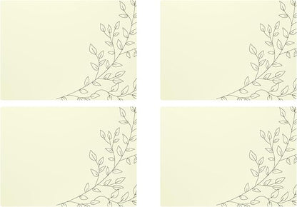 Royalty Art Ivory Boho Placemats, 4 Pc. Set, Non-Slip Cork Backed, Wipeable Heat Resistant Surface for Kitchen and Dining Table Protection, Cute Floral Pattern for Farmhouse or Rustic Decor