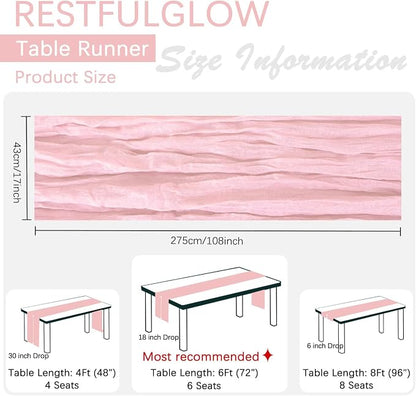 10 Pack Pink Cheesecloth Table Runner 17 x 108 Inch | Boho Gauze Fabric - Image 4