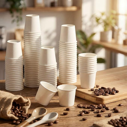 100 Pack 2oz Mini Coffee Cups Disposable Paper Cups Hot or Cold Beverage Cup - Image 4