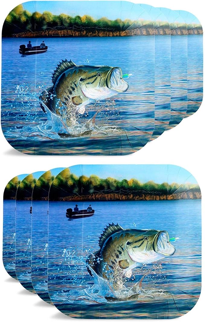 Havercamp Fishing Plates-8 Pack-9 Inch Square-Gone Fishin Party | Set of 8 by Havercamp