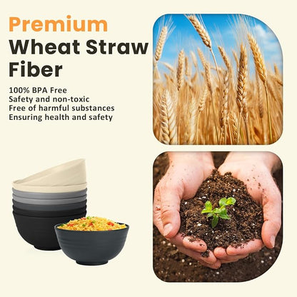 Premium Wheat Straw Bowls 8 PCS Unbreakable Bowl - Image 3