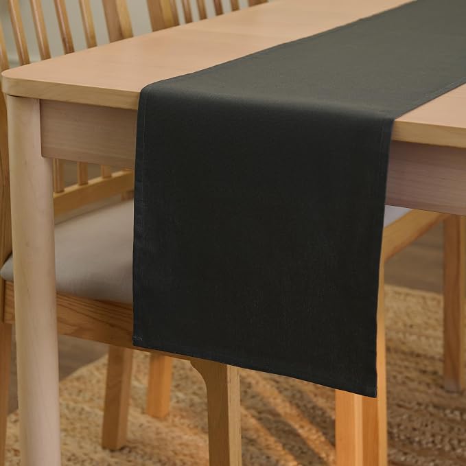 Encasa XO Table Runner, Cotton Canvas Dining Runner 13"x72" | Charcoal Grey by EncasaXO
