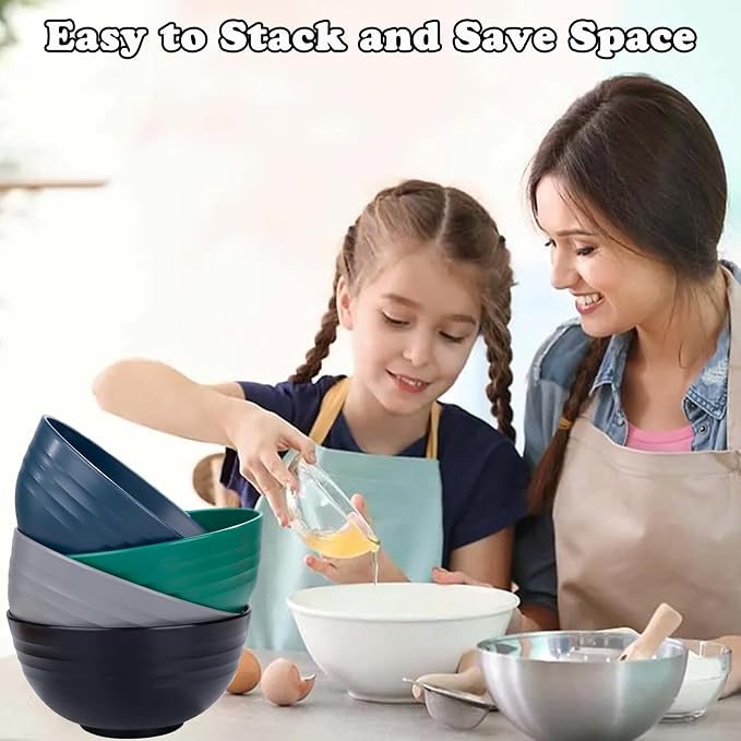 Unbreakable Wheat Straw Cereal Bowls Set of 4, 24 OZ Microwave and Dishwasher - Image 4