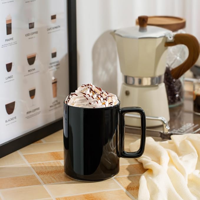 E-liu Large 15 Ounces Porcelain Coffee Mug Tea Mugs Set of 6 | Cups - Image 6