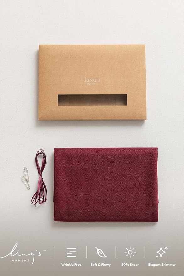 Ling's Moment 14Ft Burgundy Table Runner, Wedding Chiffon Table Runners | - Image 7