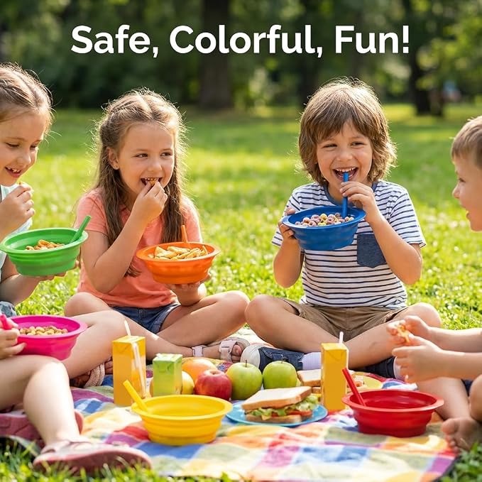 20 Oz Cereal Bowls with Built-In Straws BPA-Free Kids Bowls | Reusable Plastic - Image 6