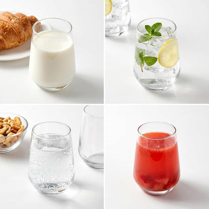 Lead-Free Clear Glass Cups Set 4-13oz., Thick Base Curved Drinking Cups - Image 9