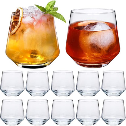 Wine Glasses Set of 12, 13 oz Heavy Base Glasses Drinking Glasses | Short Glass by Cadamada