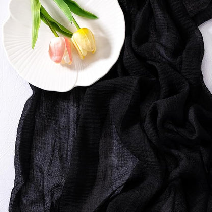 Cheesecloth Table Runner Summer Boho Wedding Shower Party Home Decor | Black - Image 3