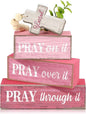 Moucuny 4 Pcs Pink Christian Table Decor Cross Wooden Bible Verse Sign by Moucuny