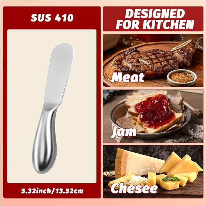 Butter Knives 4 Pieces Stainless Steel Cheese Butter Spreader Knife Set - Image 2