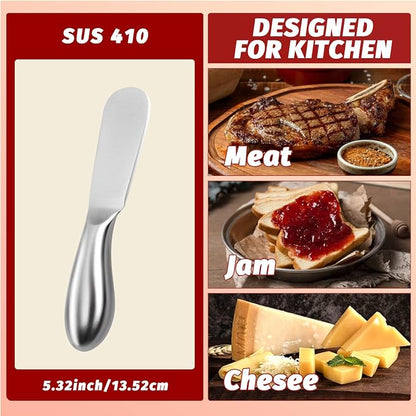 Butter Knives 4 Pieces Stainless Steel Cheese Butter Spreader Knife Set - Image 2