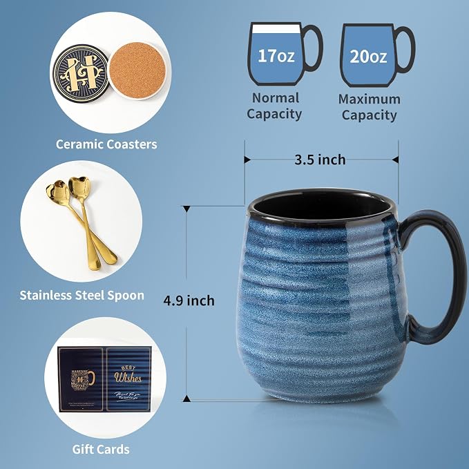 HASENSE Coffee Mugs Gift Set, 20 oz Ceramic Coffee Cups - Image 5