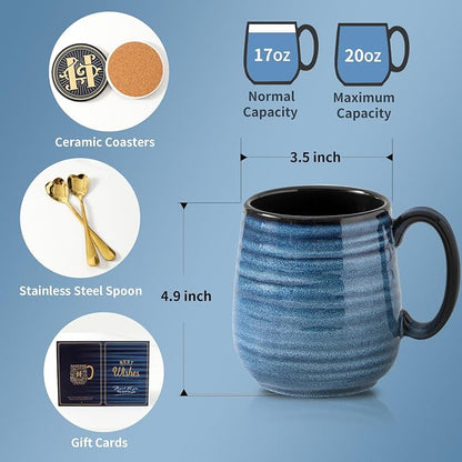 HASENSE Coffee Mugs Gift Set, 20 oz Ceramic Coffee Cups - Image 5
