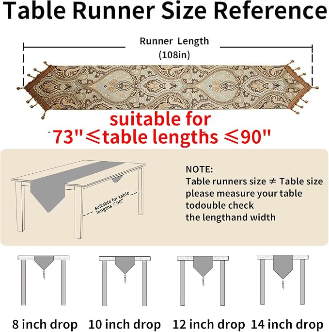 Luxury Vintage Design Table Runners 108 inches long Embroidery Jacquard Fabric - Image 2