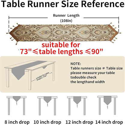 Luxury Vintage Design Table Runners 108 inches long Embroidery Jacquard Fabric - Image 2