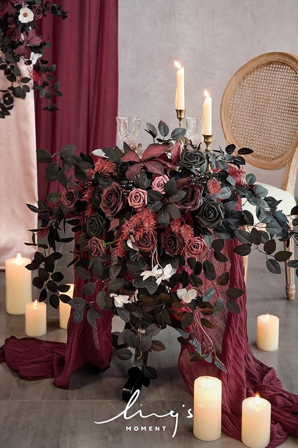 Ling's Moment Dark Red Cheesecloth Table Runner, 168 Inch 14FT | Burgundy Boho - Image 4