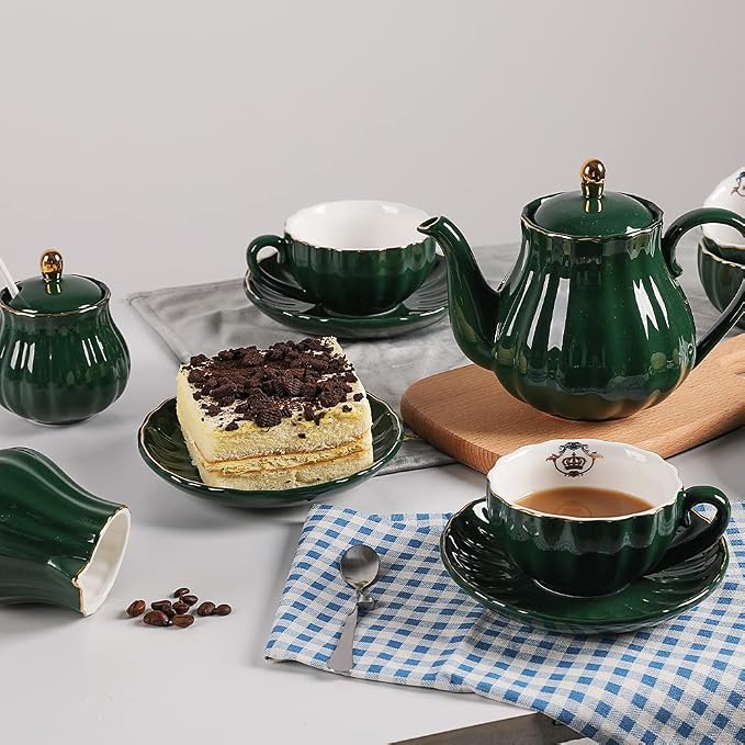 Sweejar British Royal Porcelain Tea Set, 8 OZ Cups & Saucer Service - Image 7