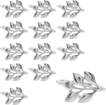 Silver Napkin Rings, Elegant Modern Style | Metal Leaf Holders, by Rierdge