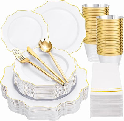 175Pcs Gold Plates Disposable by WDF