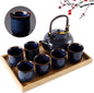 DUJUST Japanese Tea Set for 6, Kiln Altered Glaze Porcelain Tea Set by DUJUST