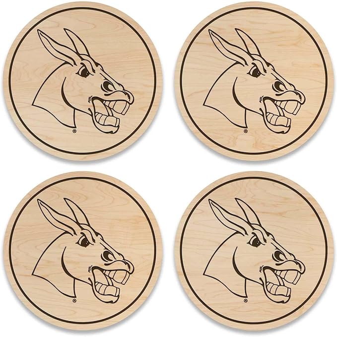 LazerEdge Central Missouri Mules Wooden Coaster Set - Maple Wood - Officially Licensed Product - 4-Pack