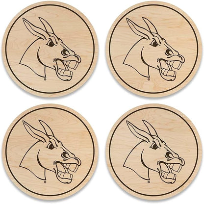 LazerEdge Central Missouri Mules Wooden Coaster Set - Maple Wood - Officially Licensed Product - 4-Pack