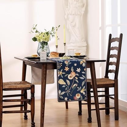 bilin gaier Designer Vintage Linen Small Table Runner, Floral Pattern, Dining - Image 3
