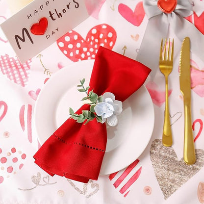 Handmade Floral Napkin Rings, Hydrangea & Eucalyptus Leaf Spring Decoration - Image 2