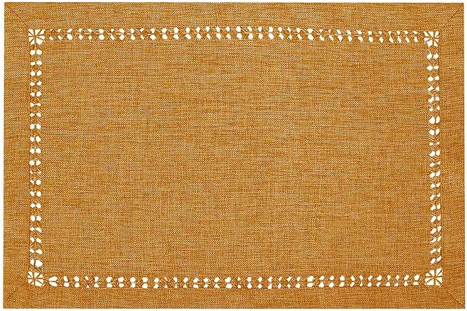 Grelucgo Set of 4 Handcrafted Solid Mustard Gold Color Dining Table Place-mats - Image 3