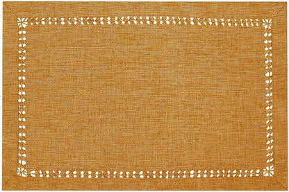 Grelucgo Set of 4 Handcrafted Solid Mustard Gold Color Dining Table Place-mats - Image 3