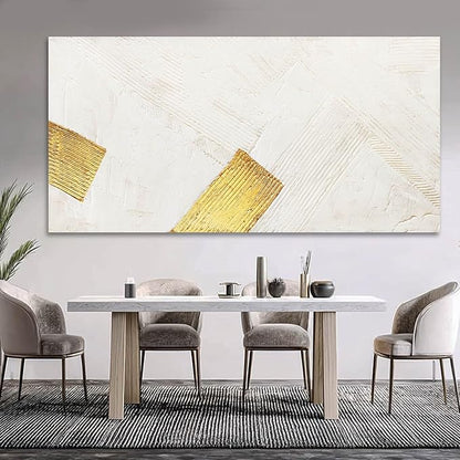 YJYart Large Canvas Wall Art Abstract Wall Decor White Modern Pictures Gold Hand Hand-Drawn Paintings For Home Office Hotel 29"x58"