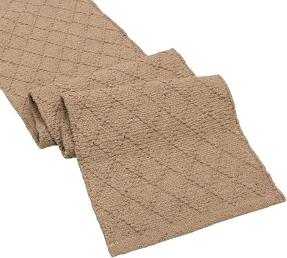 The Home Talk Handwoven Solid Diamond Table 4-6 Seater Runner – Beige Design – - Image 2